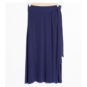 & Other Stories Midi Wrap Skirt in Navy